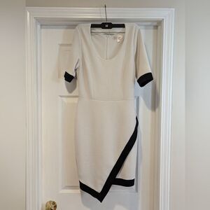 Marilyn Monroe Size Large Off White & Black Fitted Dress (s36)